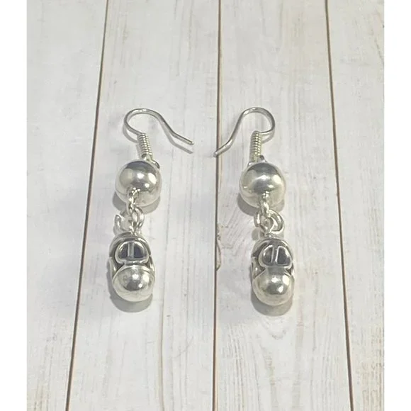 Sterling Silver Filigree Dangle Ball Earrings Hook Pierced Fine - Picture 5 of 7